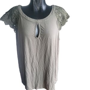 Michel Studio Olive Green Short Sleeve Top 2X